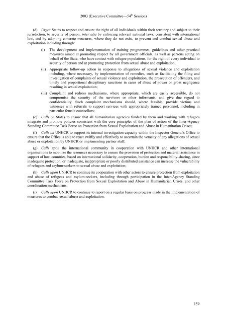 CONCLUSIONS ADOPTED BY THE EXECUTIVE ... - UNHCR