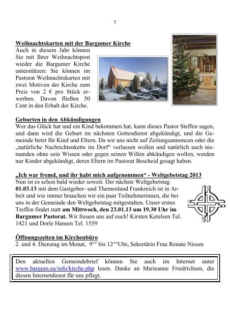 Kirchengemeinde Bargum Der Gemeindebrief