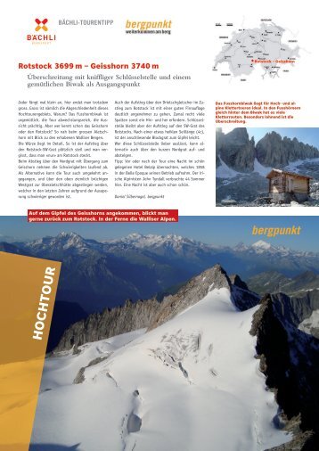 Tourentipp 09.2022 – Rotstock Geisshorn Überschreitung