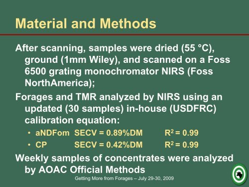 Adjusting for forage variability via on-farm analysis