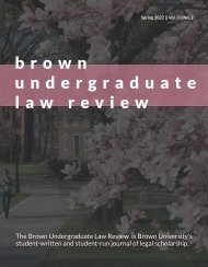 Brown Undergraduate Law Review — Vol. 3 No. 2 (Fall 2022)
