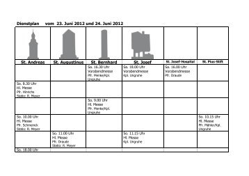 Dienstplan vom 23. Juni 2012 und 24. Juni 2012 St. Andreas St ...