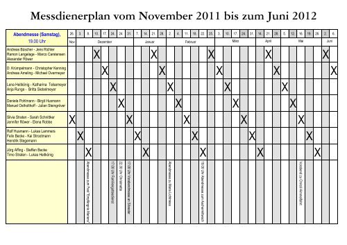 Messdienerplan vom November 2011 bis zum Juni ... - HALVERDE