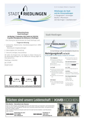 Amtliches Mitteilungsblatt Riedlingen 31.08.2022