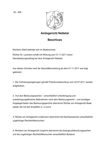 Amtsgericht Nettetal Beschluss