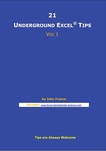 21 Underground excel Tips