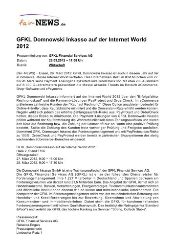 GFKL Domnowski Inkasso auf der Internet World 2012 - fair-NEWS.de