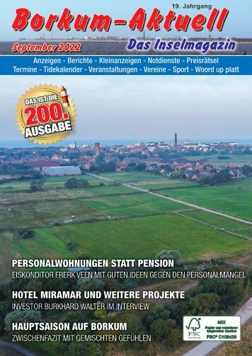September-Ausgabe 2022 / Borkum-Aktuell - Das Inselmagazin