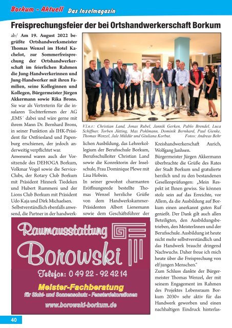 September-Ausgabe 2022 / Borkum-Aktuell - Das Inselmagazin