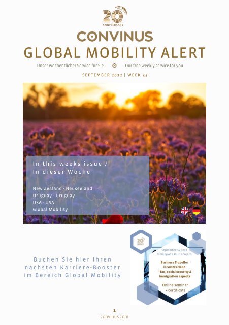 CONVINUS Global Mobility Alert Week 35.2022