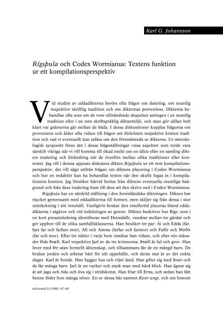 Rígsþula och Codex Wormianus: Textens funktion ur ett ... - Userpage