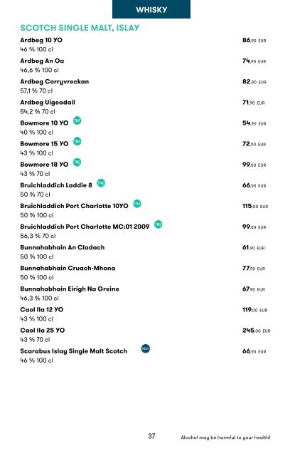 Tallink Silja Line Spirits, Wine and Tobacco pricelist Valid until 12/2022