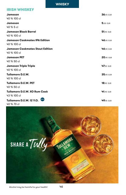 Tallink Silja Line Spirits, Wine and Tobacco pricelist Valid until 12/2022