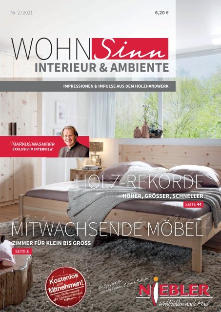 Wohnzeitschrift Wohnen und Schlafen  vom Naturschlafexperten Georg Niebler WohnSinn-Niebler-02-2021