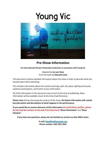 Who Killed My Father Pre-Show Information (PDF Version)