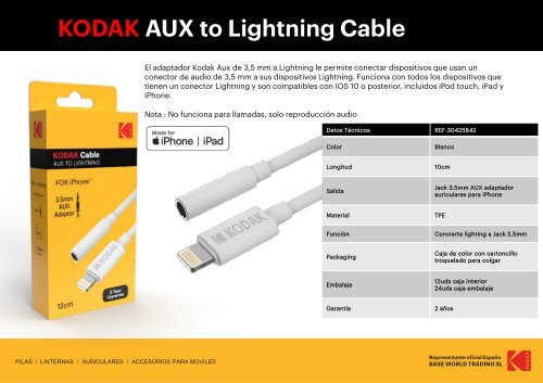 Kodak BWT Accesorios Moviles & Auriculares