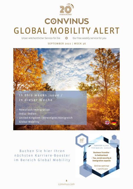 CONVINUS Global Mobility Alert Week 36.2022