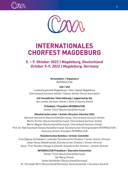 Chorfest Magdeburg 2022 - Program Book