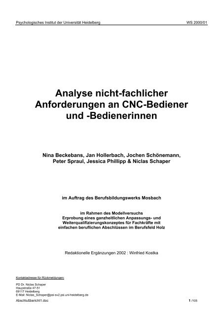 Analyse nicht-fachlicher Anforderungen an CNC-Bediener und ...