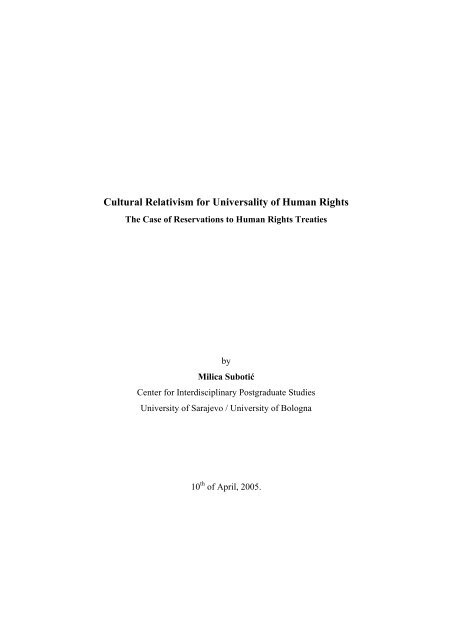 Cultural Relativism for Universality of Human Rights