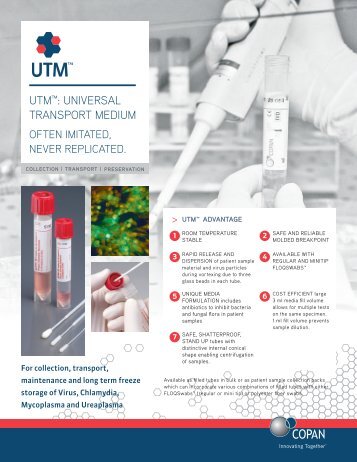 UTM™: Universal TransporT MediUM - Copan Diagnostics