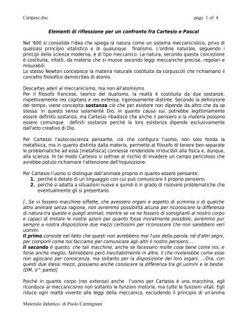 Confronto tra Cartesio e Pascal - Polo Liceale