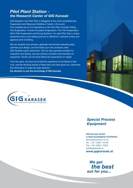 Special Process Equipment We get the best out for ... - GIG Karasek