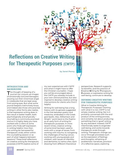 Reflections on Creative Writing for Therapeutic Purposes - Janet Penny
