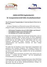 AQHA AUSTRIA Ergebnisbericht FEQHA EM 2022