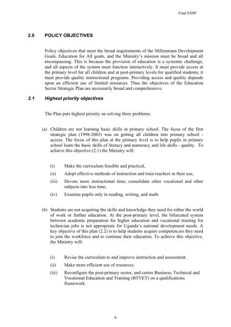 Education Sector Strategic Plan 2004-2015 - Planipolis