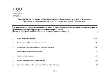 Basic Universal Principles of Good Governance of the Olympic and ...