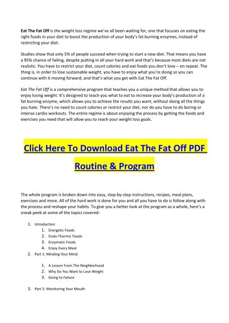 Eat The Fat Off PDF Manual Download & John Rowley's 21 Day Step by Step weight loss program