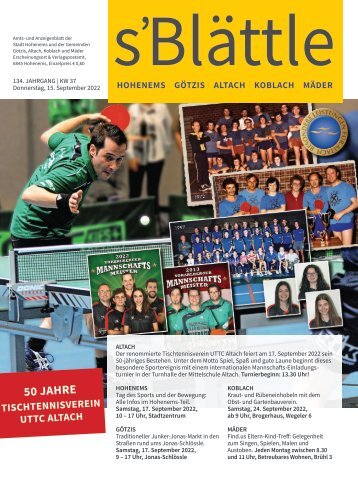 s'Blättle Nr. 37 - Do, 16. September 2022