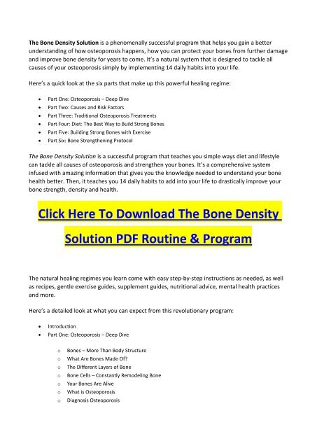 The Bone Density Solution PDF Manual Download & Shelly Manning's Bone Density Guide