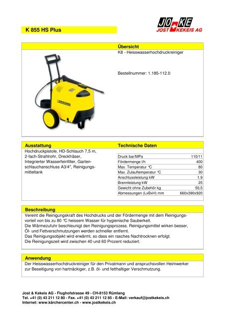 K 855 HS Plus - Kärchercenter.ch