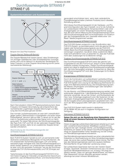 Durchflussmessgeräte SITRANS F 4