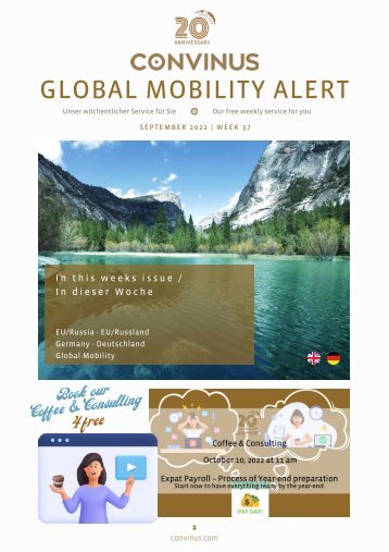 CONVINUS Global Mobility Alert Week 37.2022