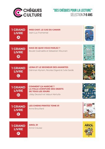 Des chèques pour la lecture - 7-9 ans