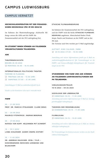 Campus Magazin Filmakademie Baden-Württemberg 22/23