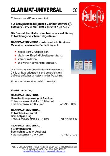 Clarimat Universal - ADEFO-CHEMIE GmbH