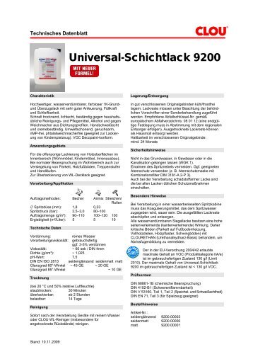 Technisches Merkblatt Universal-Schichtlack 9200 - Clou - CLOU.de