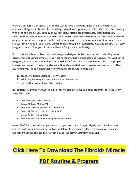 The Fibroids Miracle PDF Manual Download & Learn How to Shrink Fibroids Naturally