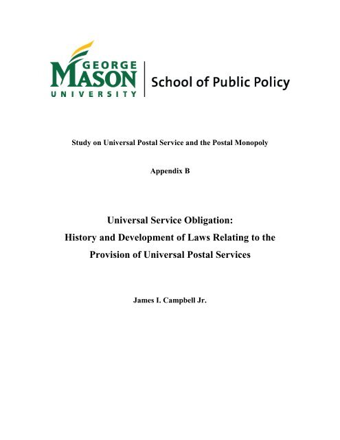 Universal Service Obligation - Postal Regulatory Commission