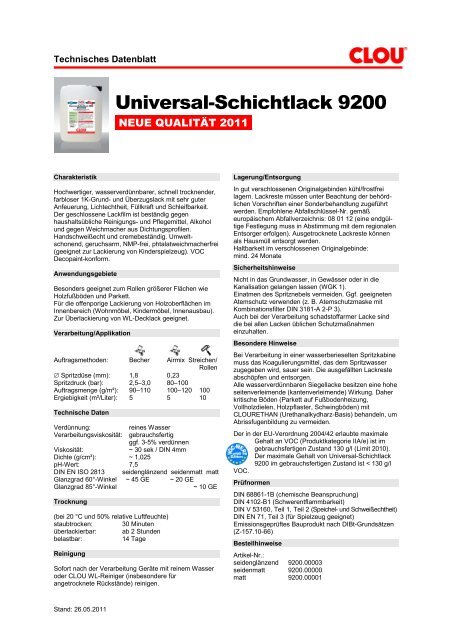 Universal-Schichtlack 9200 - Clou - CLOU.de