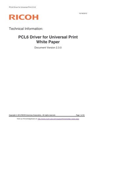 PCL6 Driver for Universal Print - Ricoh - Ricoh USA