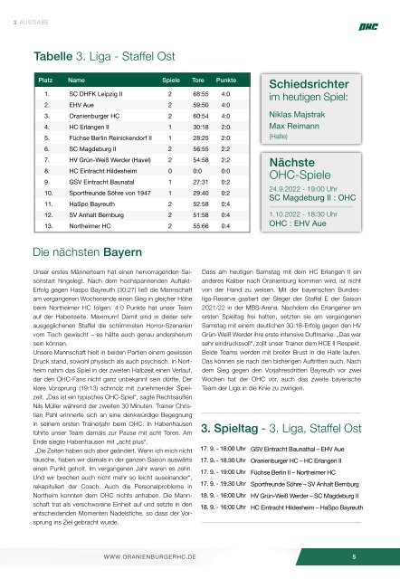 OHC Aktuell: Oranienburger HC - HC Erlangen II 29:26