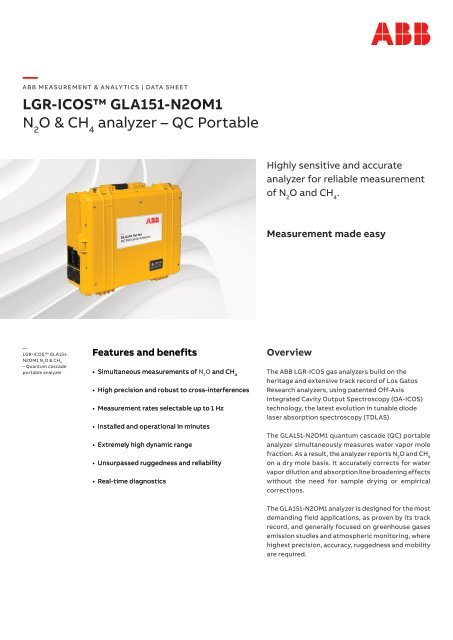 ABB LGR-ICOS Portable gas analysers GLA151 series