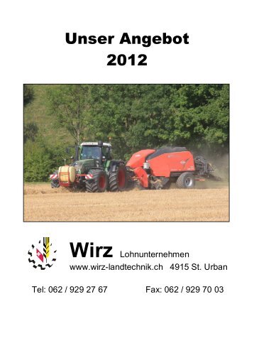 Angebot Werbung 2012 - Wirz Landtechnik