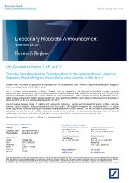 Japan Custodian Change - Deutsche Bank Depositary Receipt