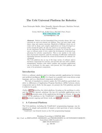 The Urbi Universal Platform for Robotics - rfc1149.net